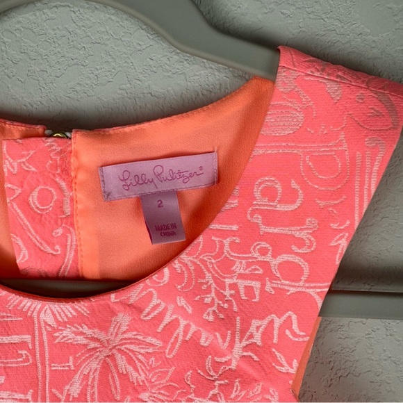 Lilly Pulitzer Pink Peach Word on the Street Liana Jacquard Sheath Dress Size 2 - Picture 5 of 7